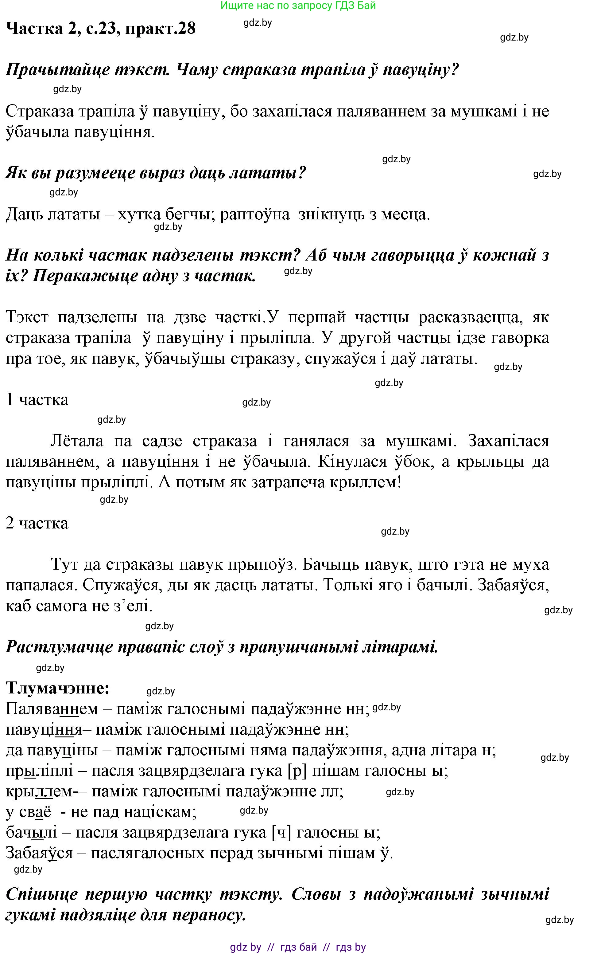 Решение номер 28 (страница 23) гдз по белорусскому языку 2 класс Антановіч, Антонава, учебник 2 часть