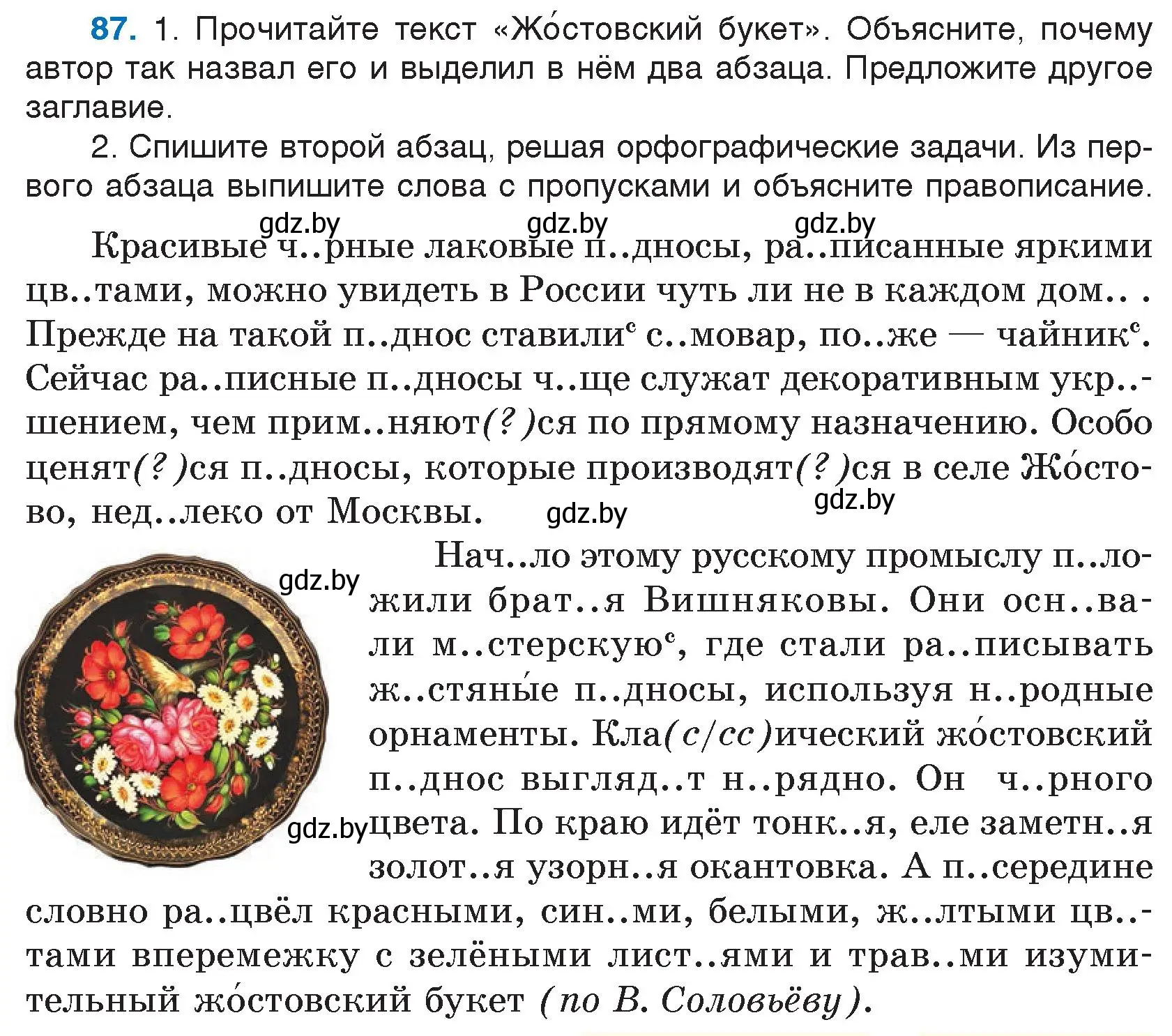 Условие номер 87 (страница 52) гдз по русскому языку 5 класс Мурина, Игнатович, учебник 2 часть
