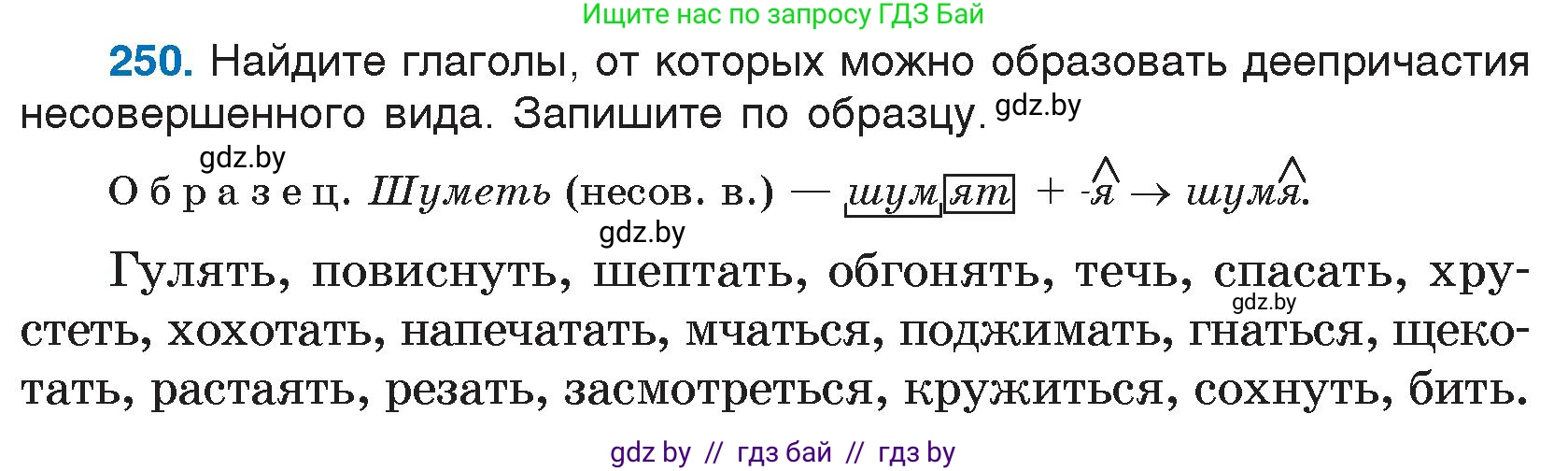 Условие номер 250 (страница 123) гдз по русскому языку 7 класс Волынец, Литвинко, учебник