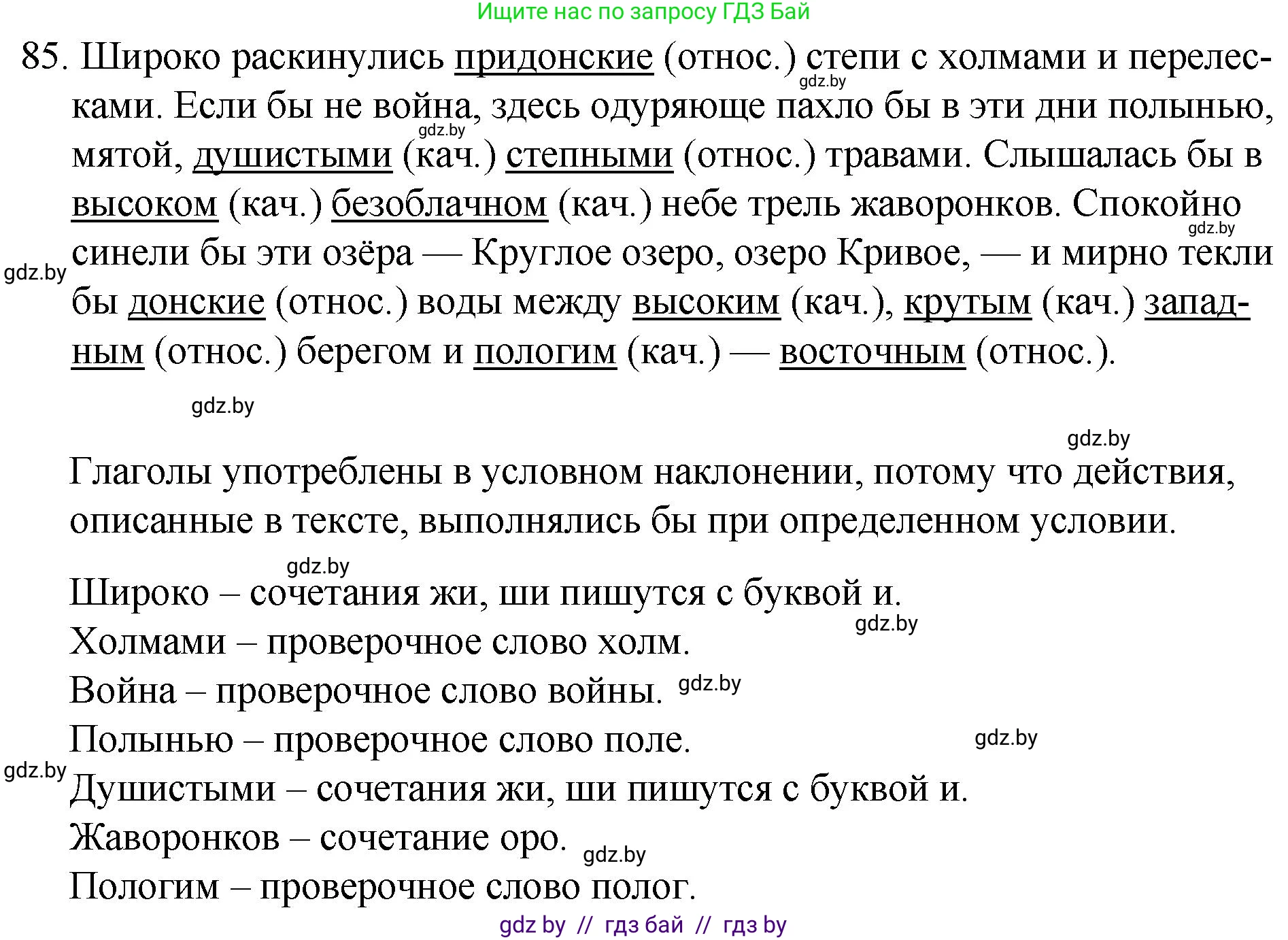Решение номер 85 (страница 49) гдз по русскому языку 7 класс Волынец, Литвинко, учебник