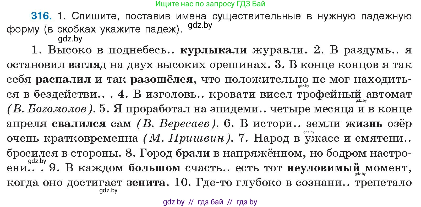 Условие номер 316 (страница 167) гдз по русскому языку 10 класс Леонович, Волынец, учебник