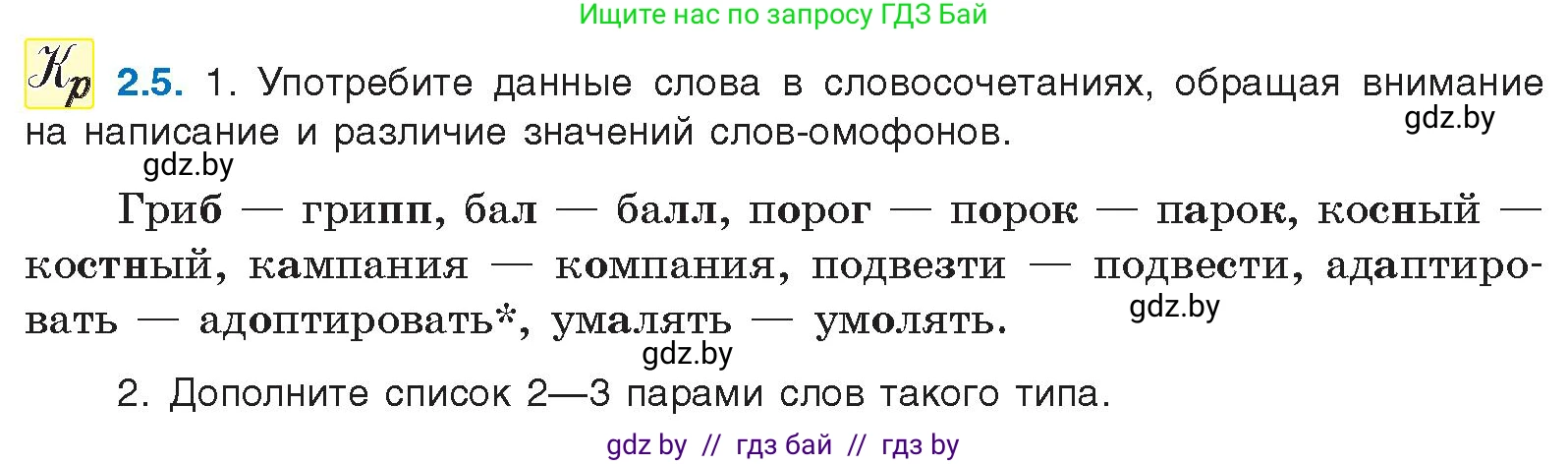 Условие номер 2.5 (страница 9) гдз по русскому языку 11 класс Долбик, Литвинко, учебник