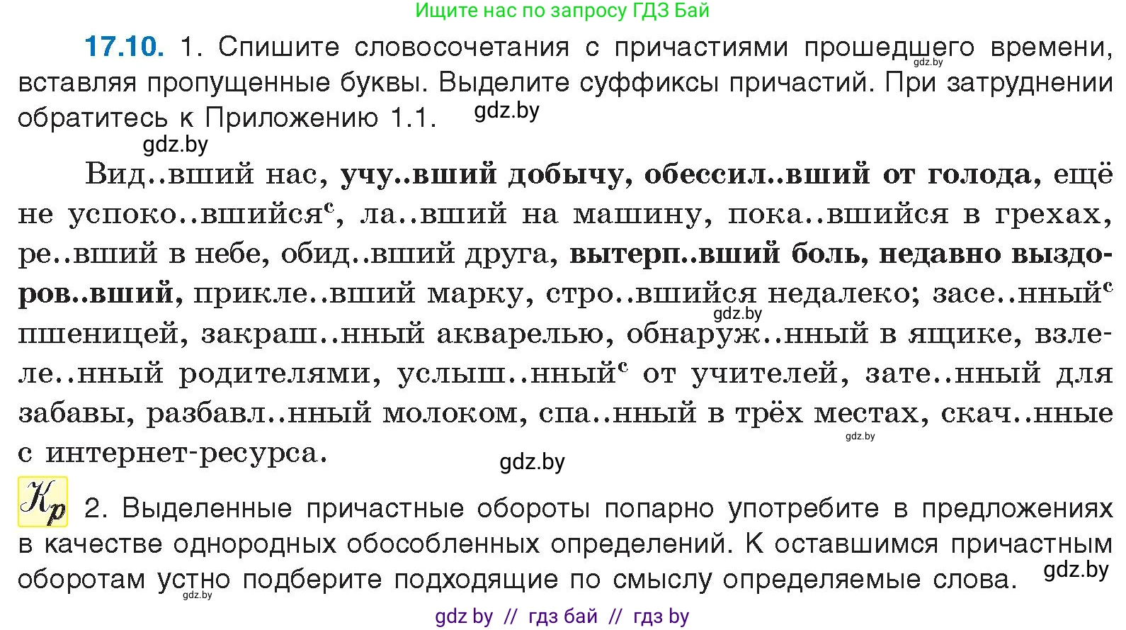 Условие номер 17.10 (страница 109) гдз по русскому языку 11 класс Долбик, Литвинко, учебник