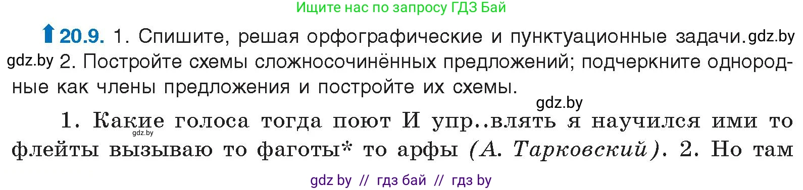 Условие номер 20.9 (страница 134) гдз по русскому языку 11 класс Долбик, Литвинко, учебник