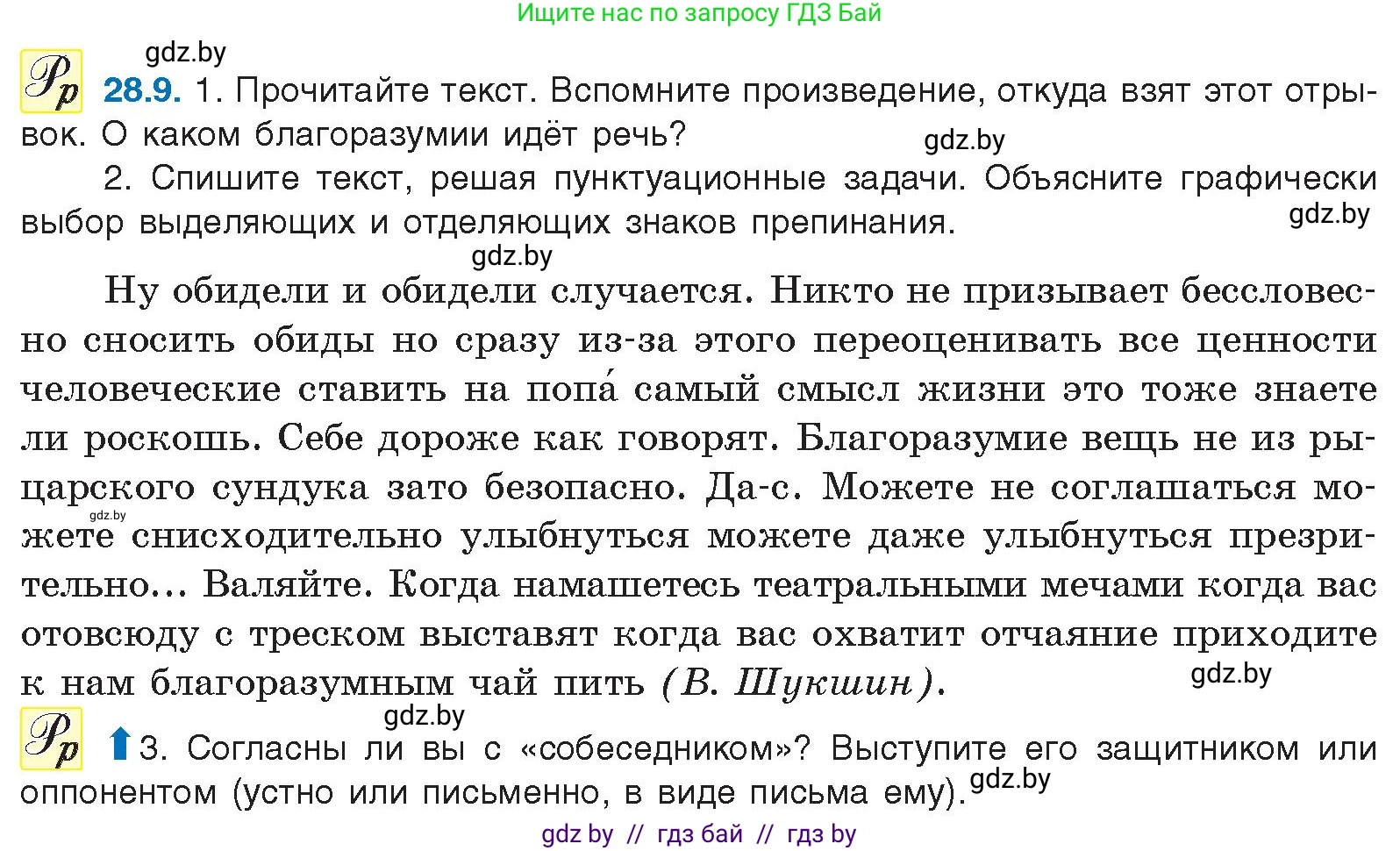 Условие номер 28.9 (страница 198) гдз по русскому языку 11 класс Долбик, Литвинко, учебник