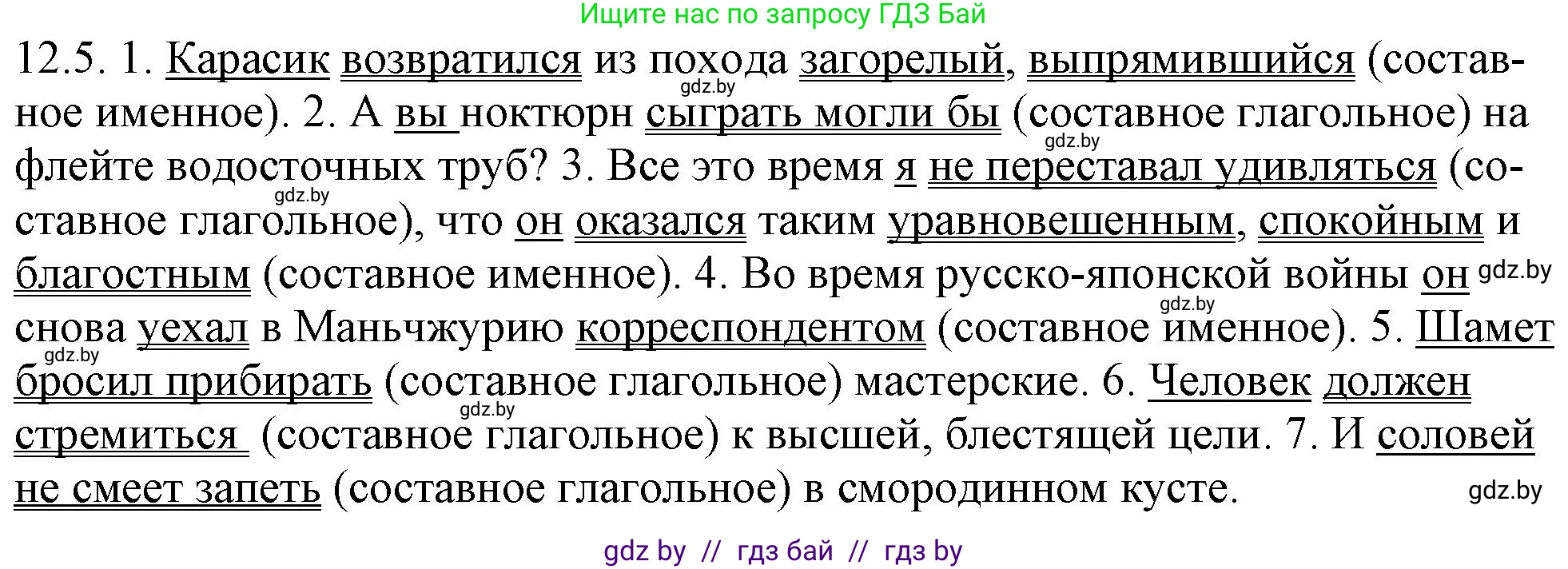 Решение номер 12.5 (страница 70) гдз по русскому языку 11 класс Долбик, Литвинко, учебник