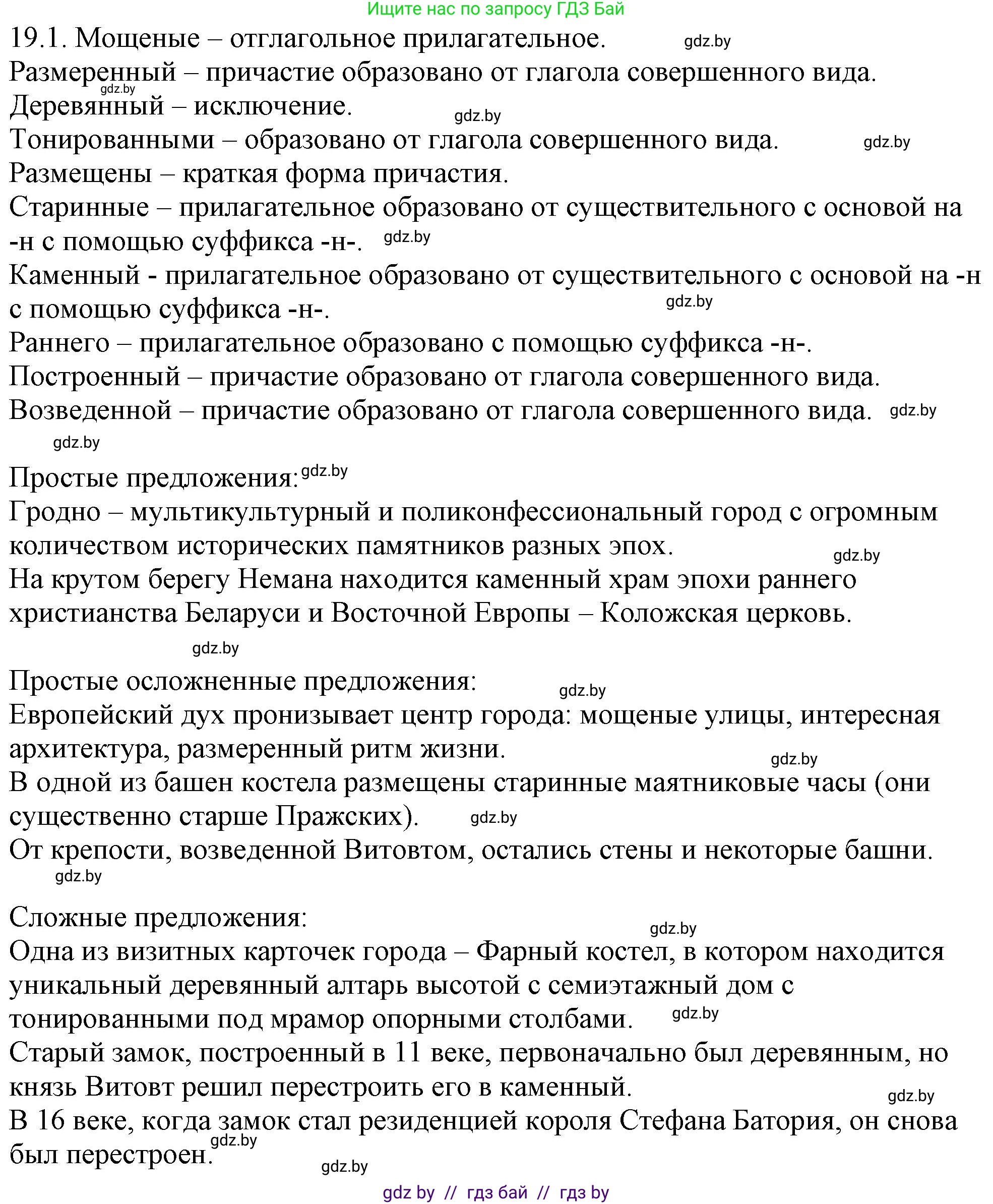Решение номер 19.1 (страница 126) гдз по русскому языку 11 класс Долбик, Литвинко, учебник